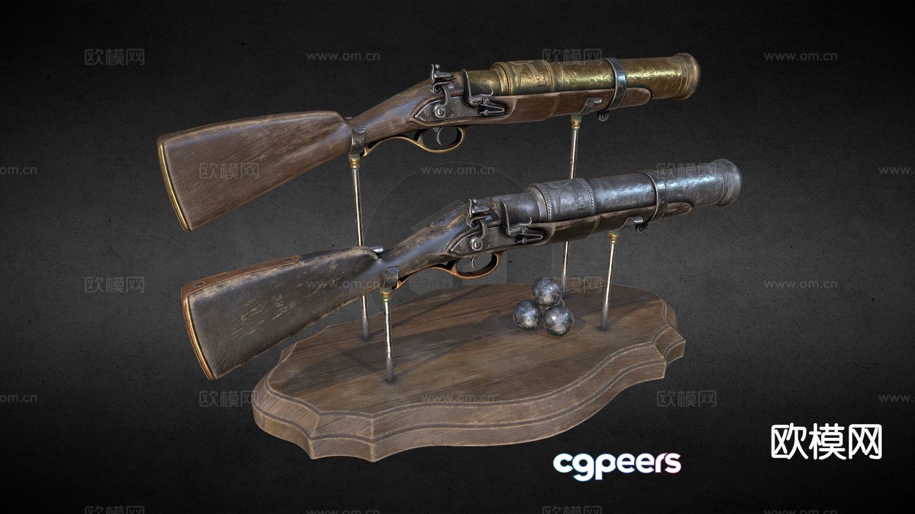 Flintlock hand cannon 3d model Flintlock hand cannon 3d model