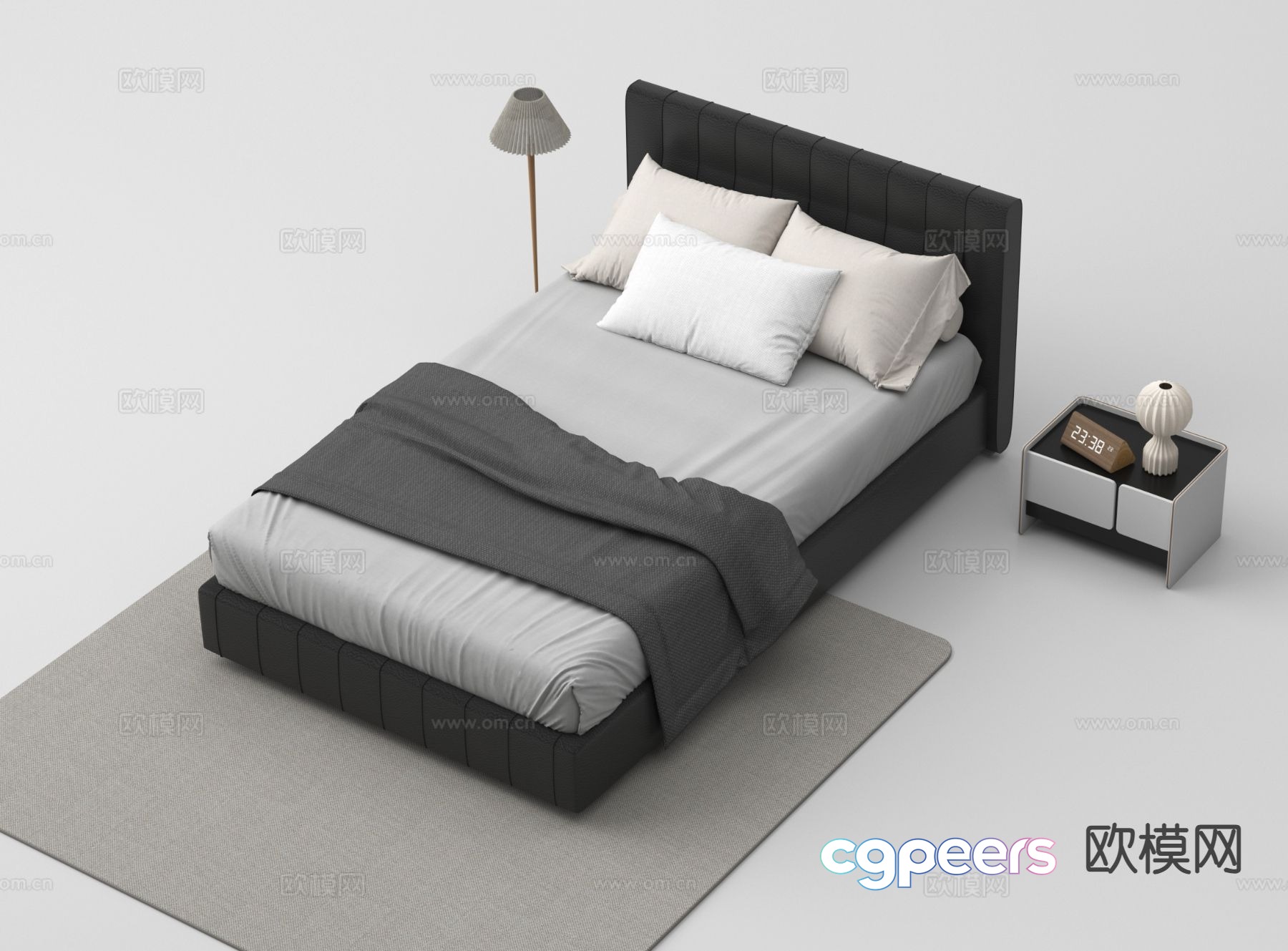 Modern single bed 3d model Modern single bed 3d model