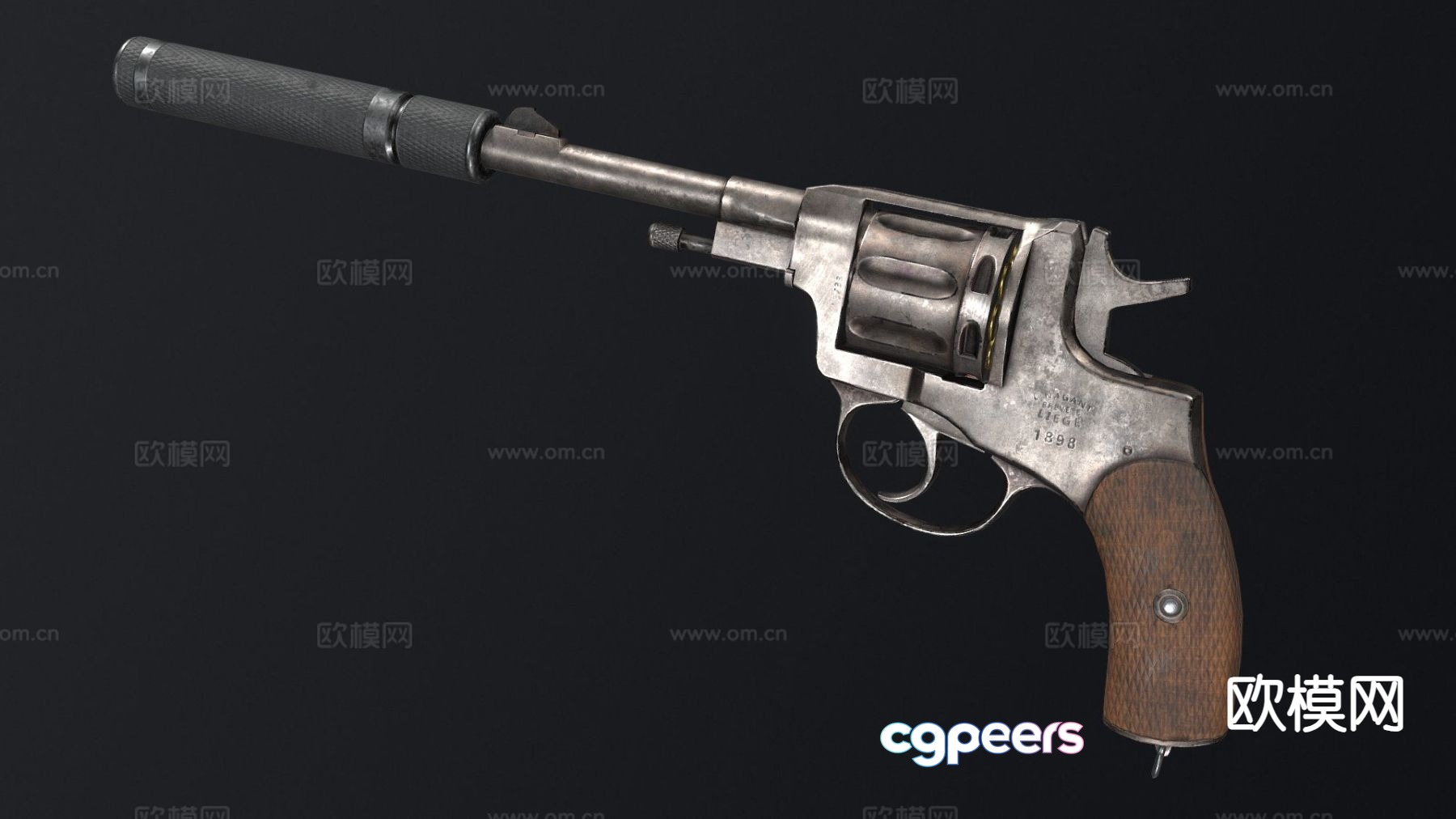 Nagant M1895 pistol 3d model Nagant M1895 pistol 3d model