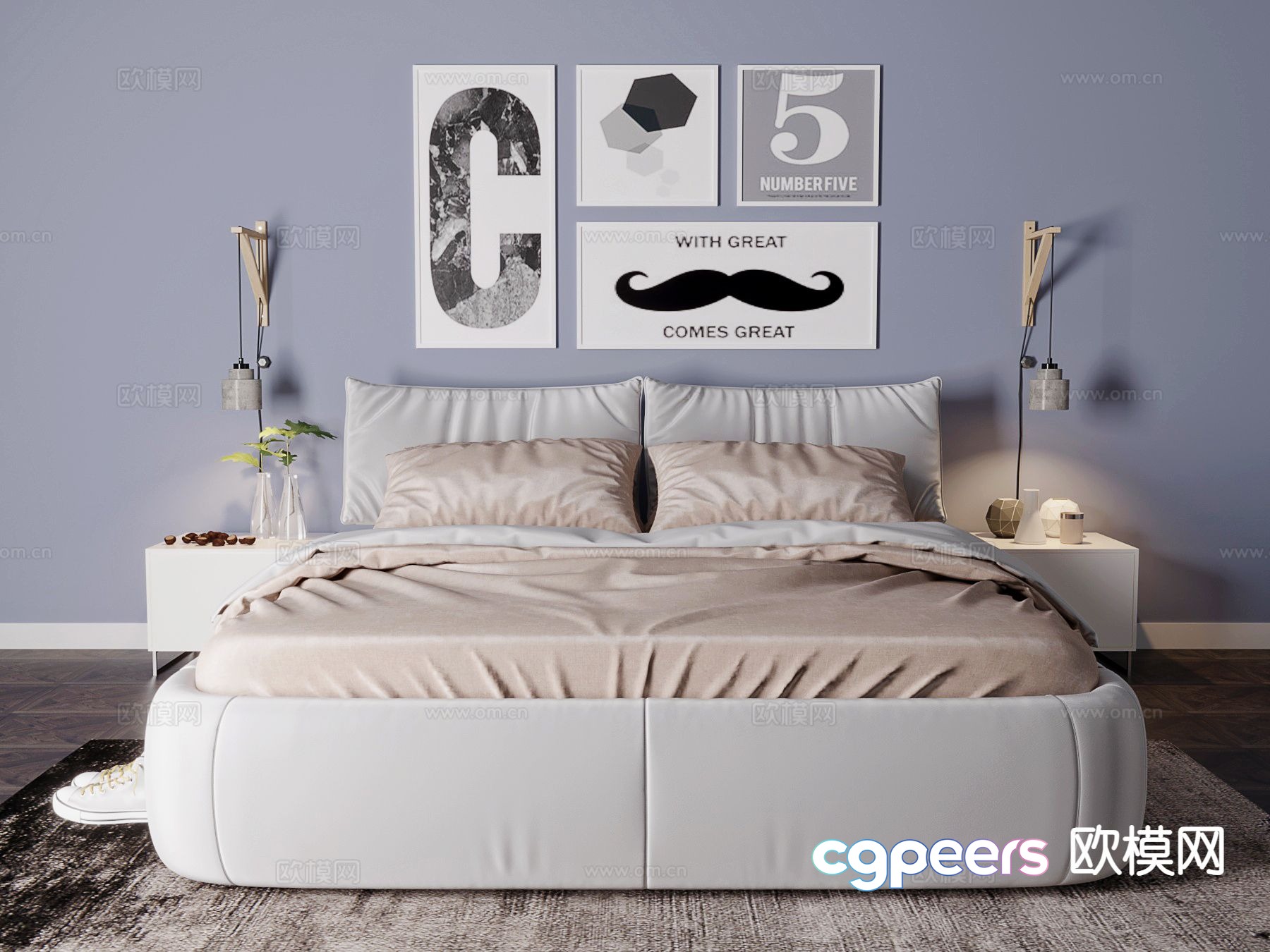 Modern double bed 3d model Modern double bed 3d model