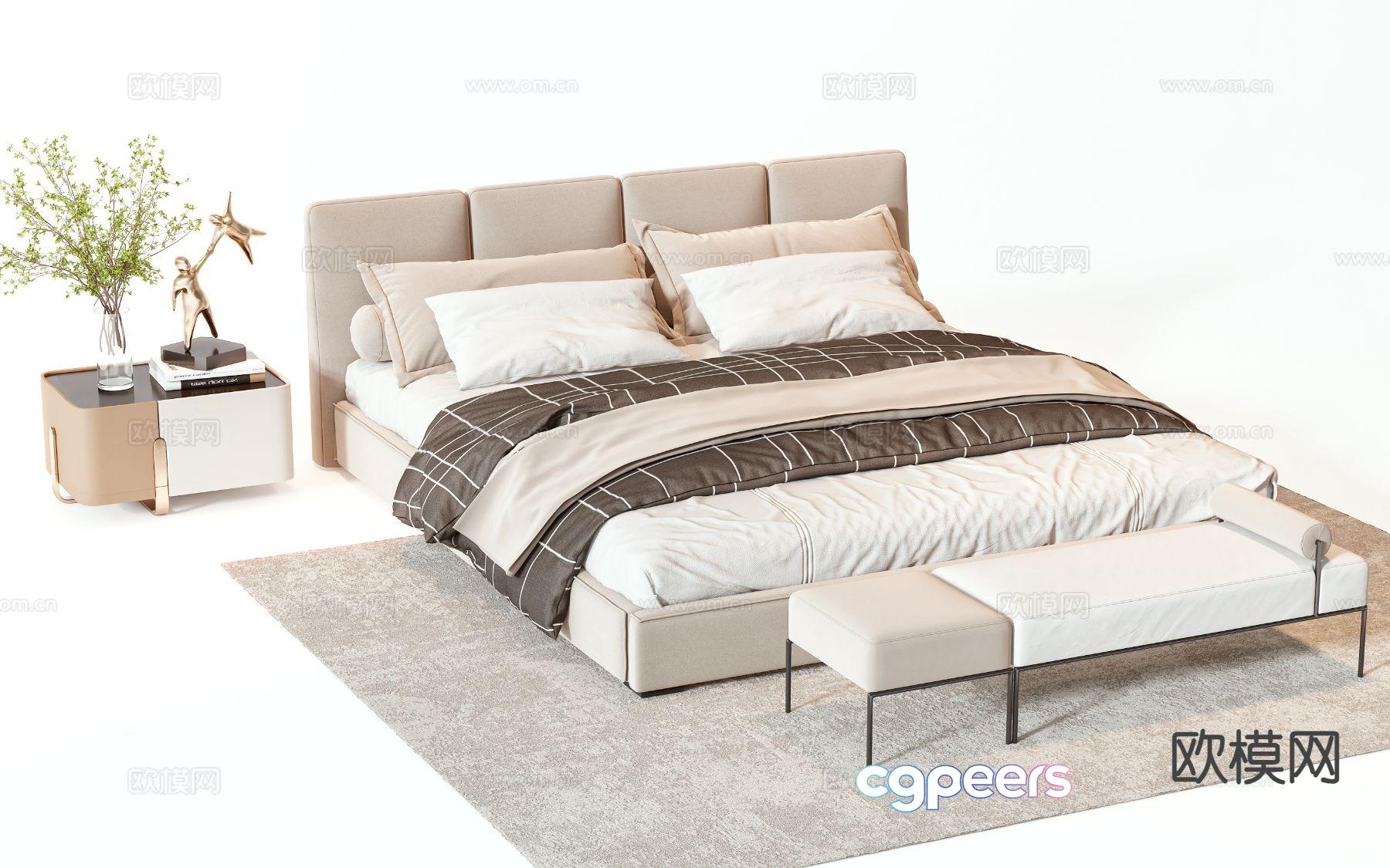 Modern double bed 3d model Modern double bed 3d model
