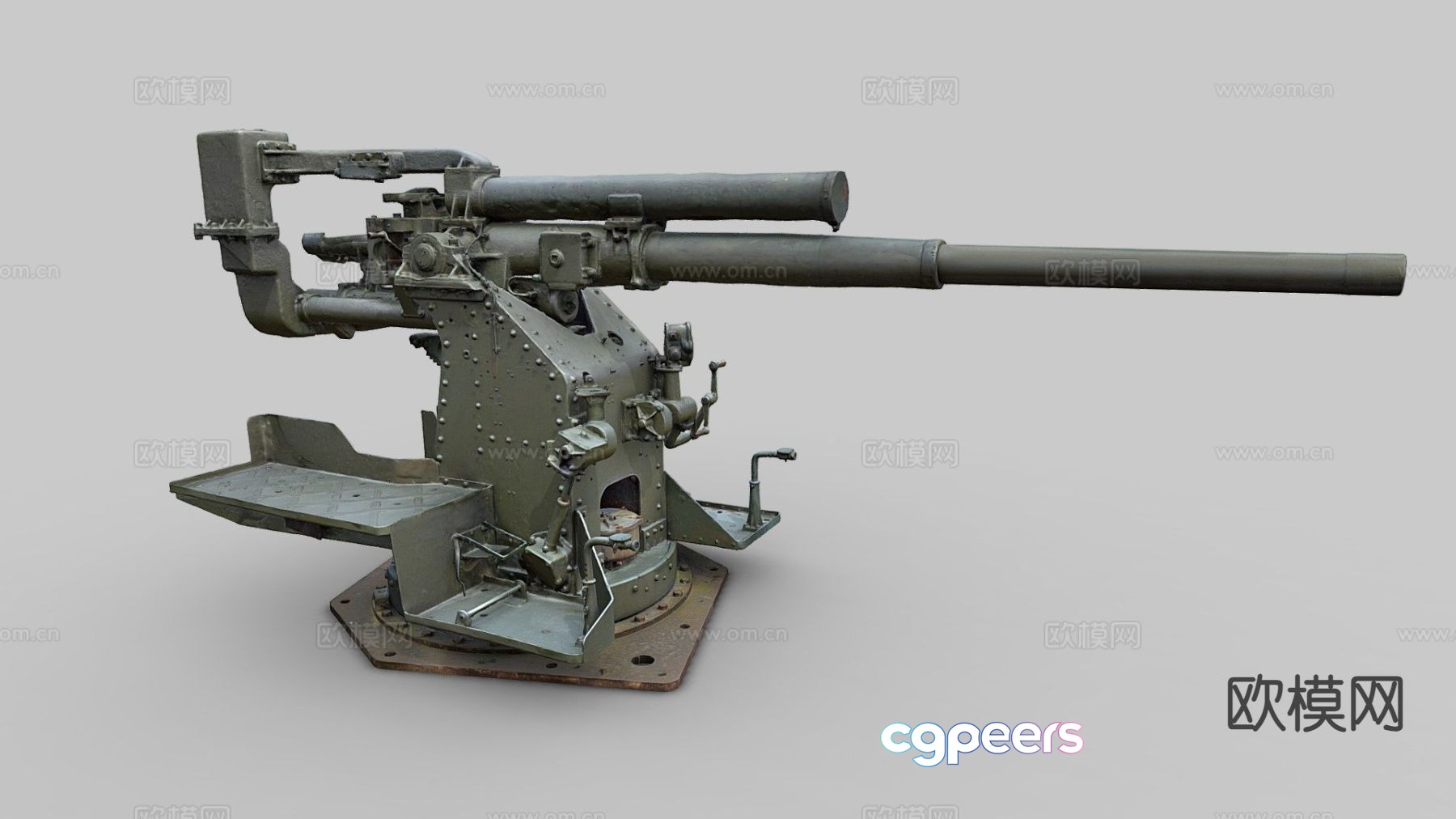 Heavy anti-aircraft gun military equipment 3d model Heavy anti-aircraft gun military equipment 3d model