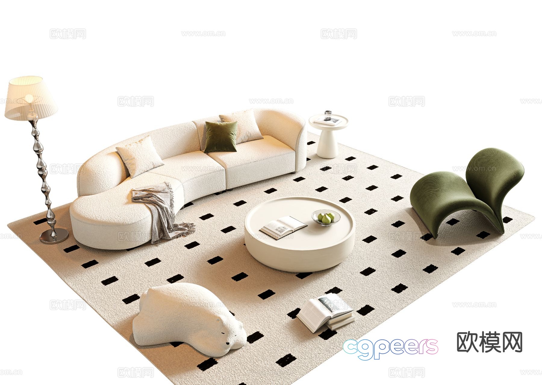 Cream style modular sofa 3d model Cream style modular sofa 3d model