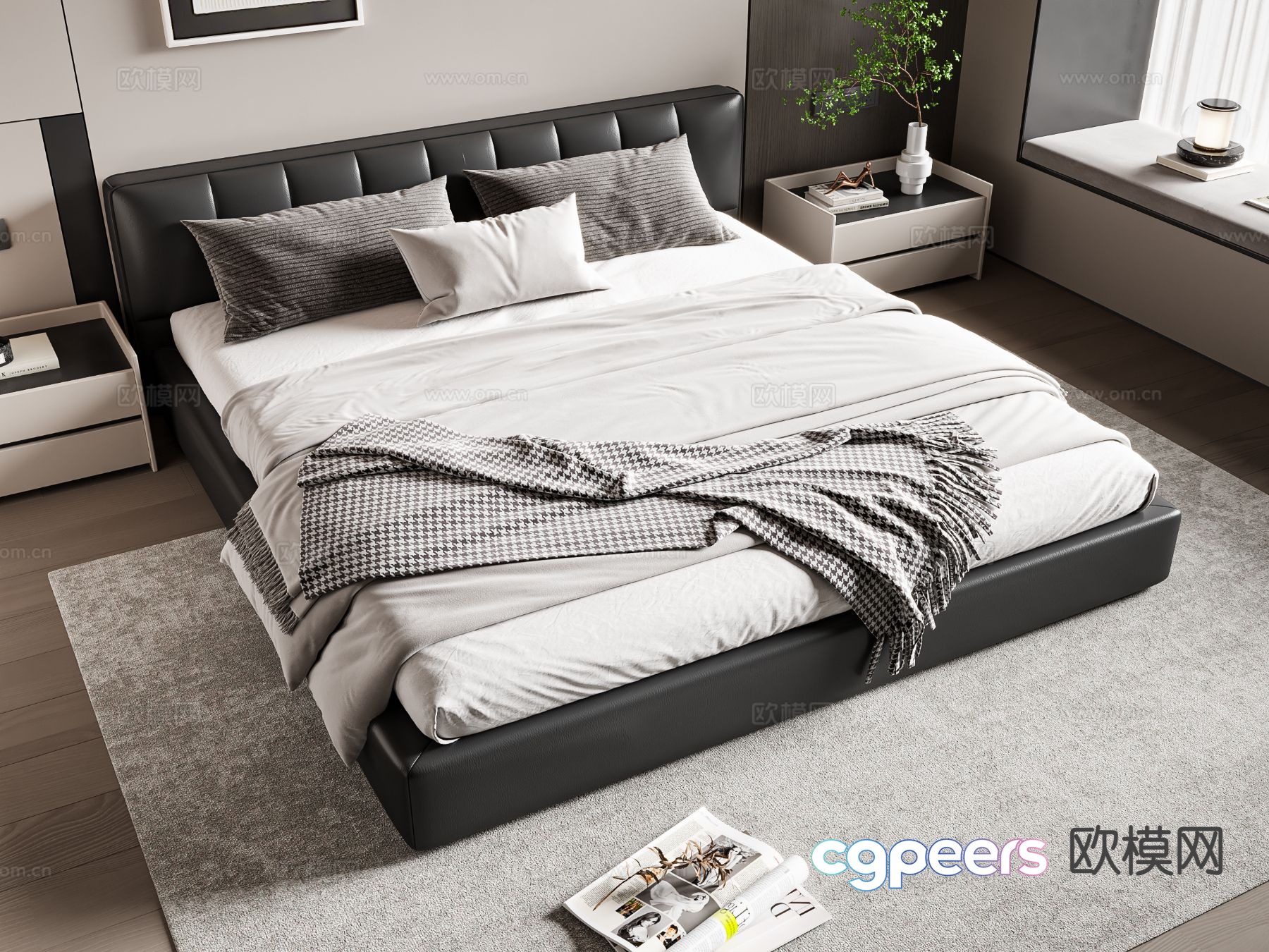 Modern double bed 3d model Modern double bed 3d model