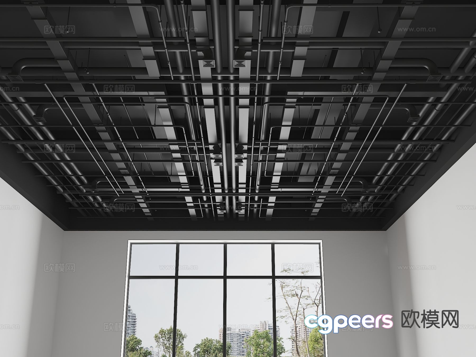 Industrial style ceiling pipe ceiling 3D model Industrial style ceiling pipe ceiling 3D model