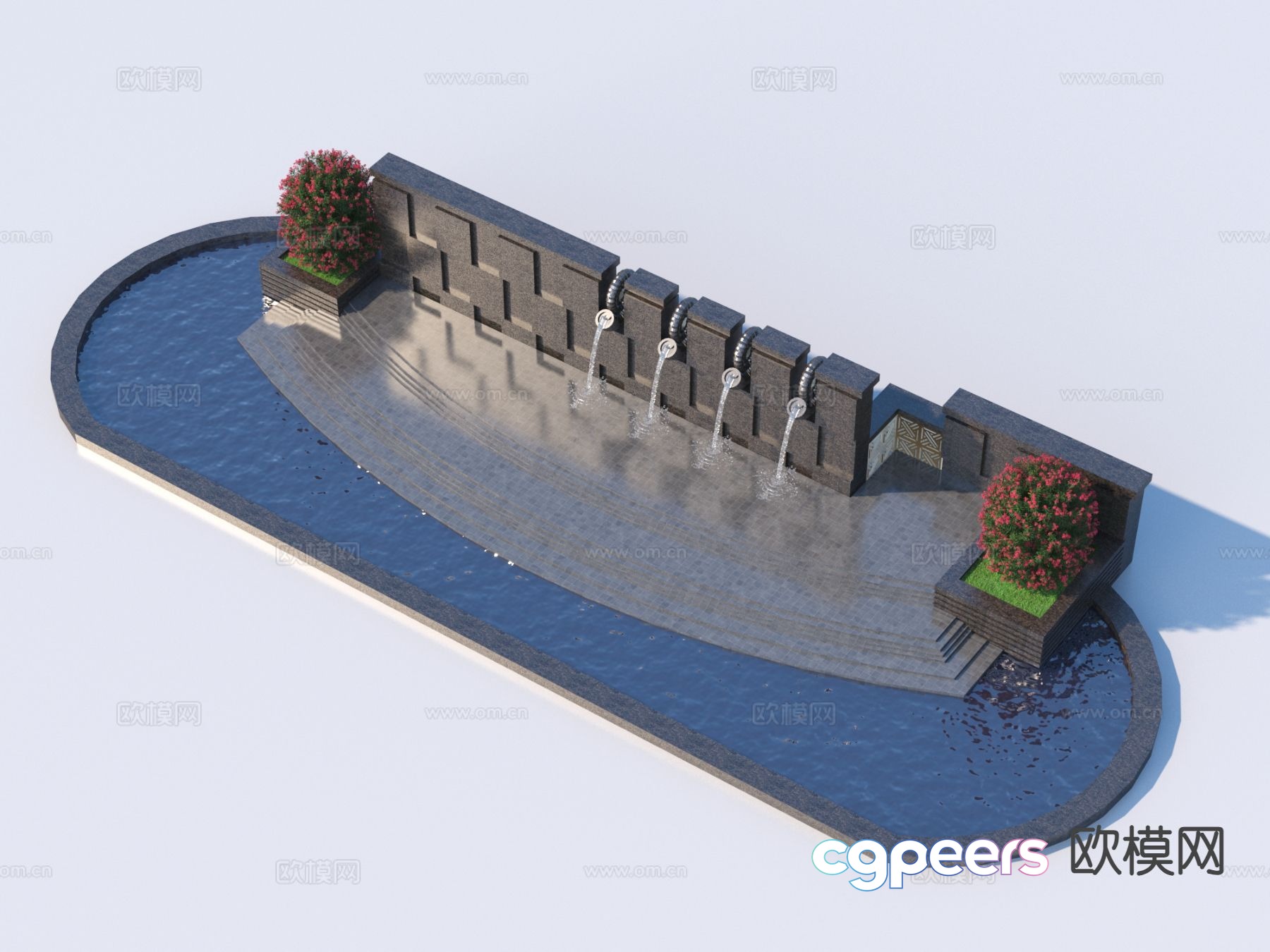 Fountain sketch flower pond water feature 3D model Fountain sketch flower pond water feature 3D model