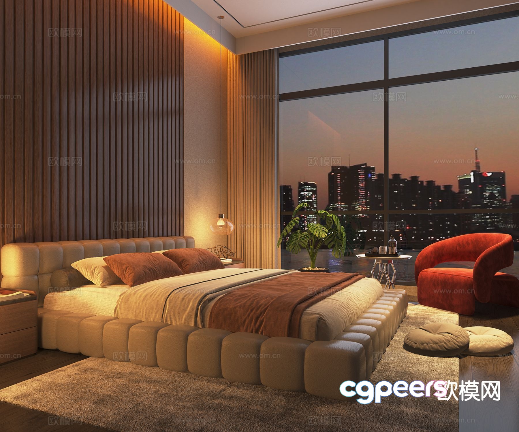 Modern double bed 3d model Modern double bed 3d model