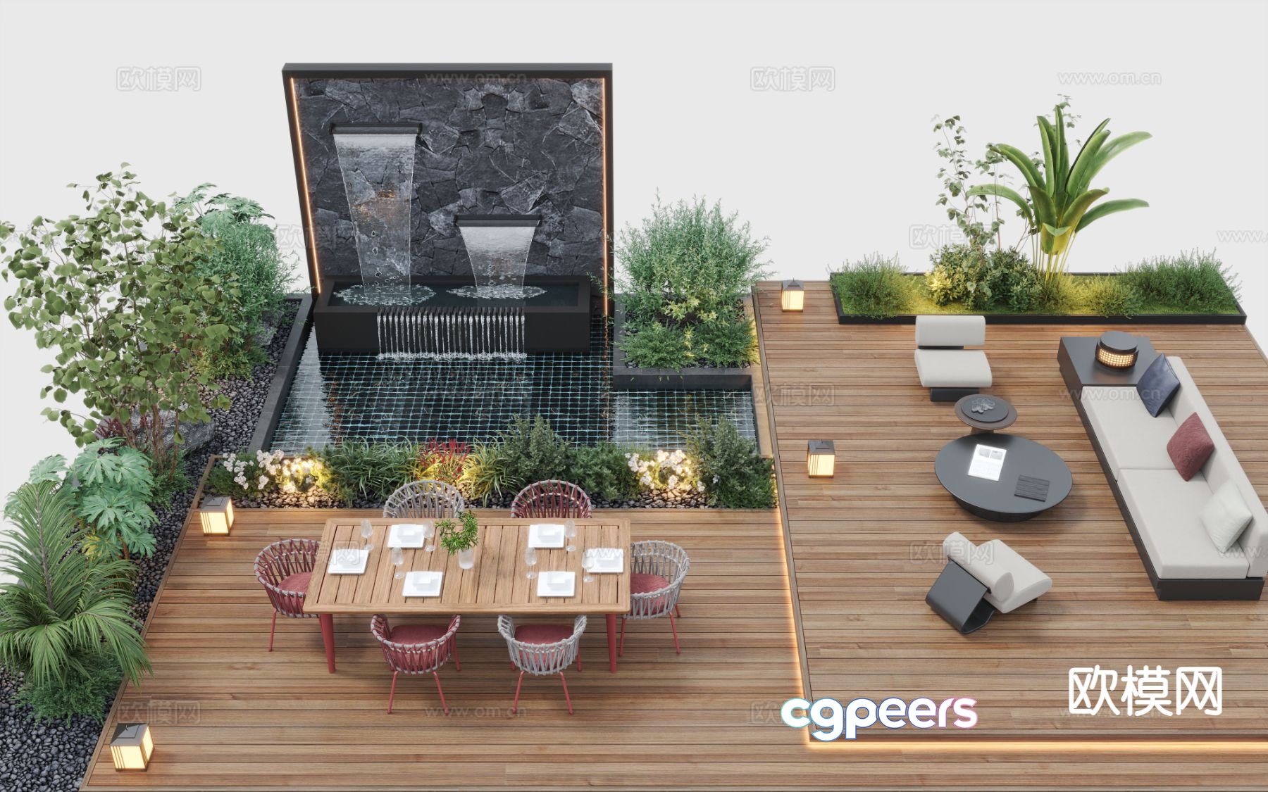 Courtyard landscape garden 3d model Courtyard landscape garden 3d model