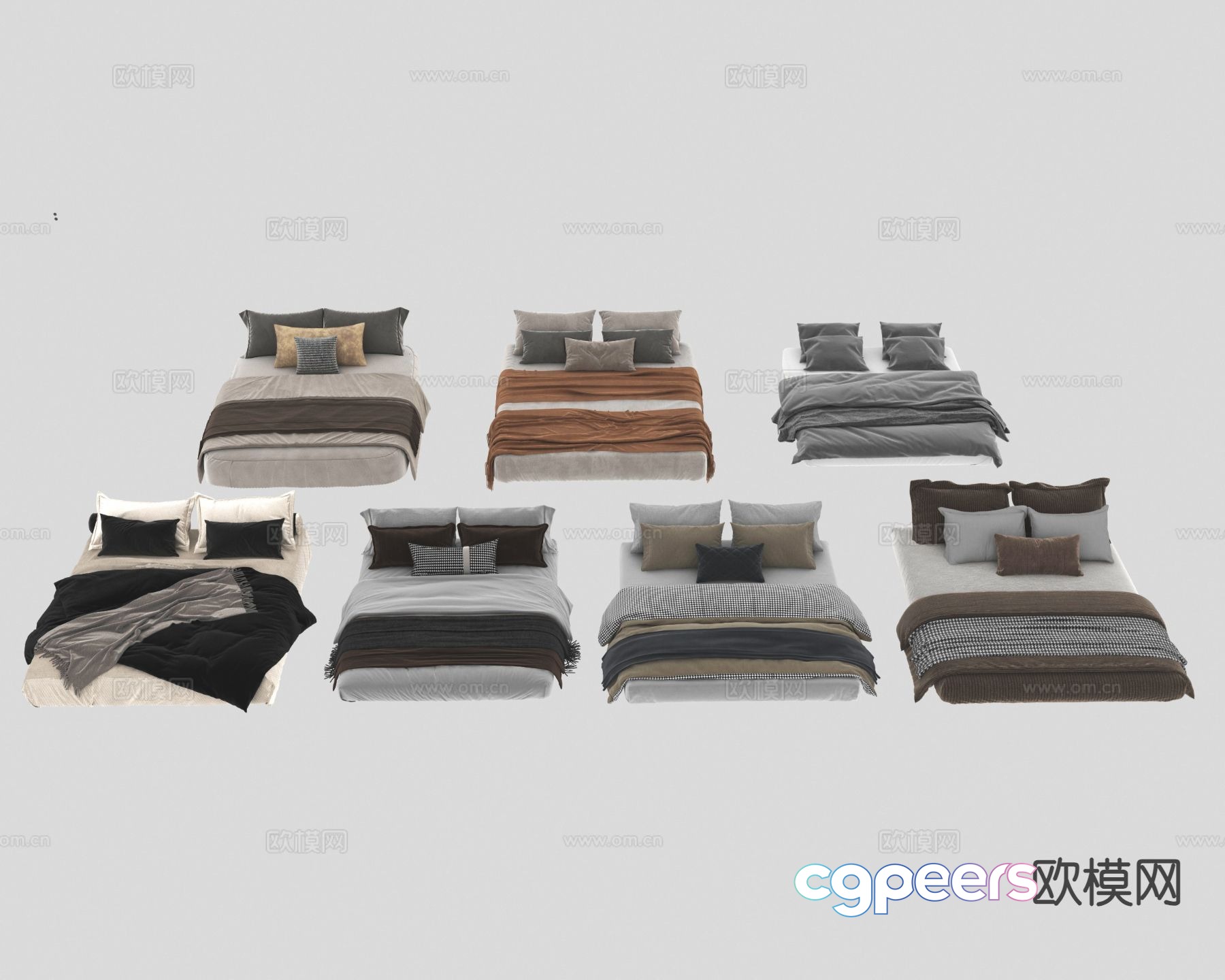 Modern double bed 3d model Modern double bed 3d model