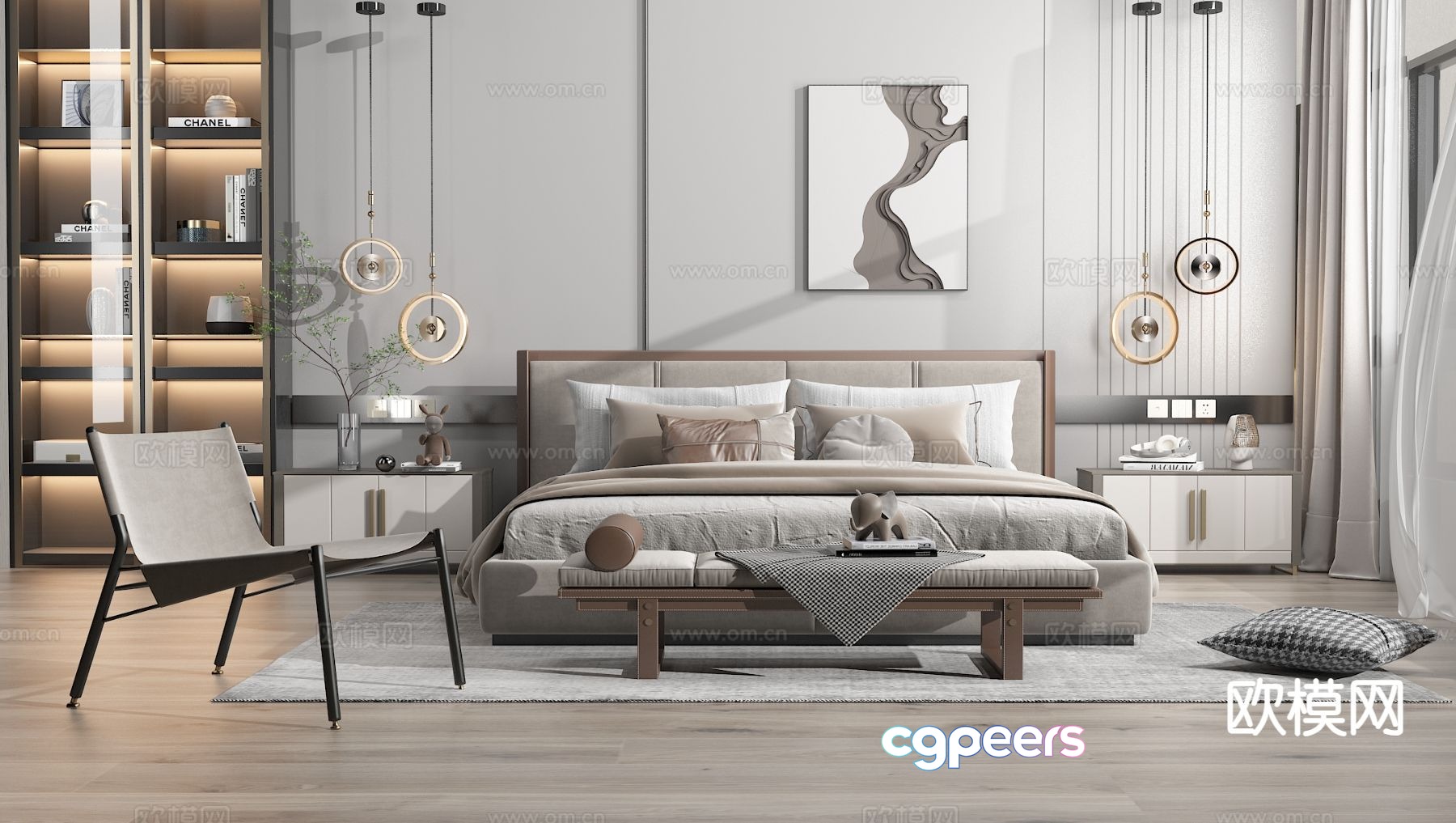 Modern double bed 3d model Modern double bed 3d model
