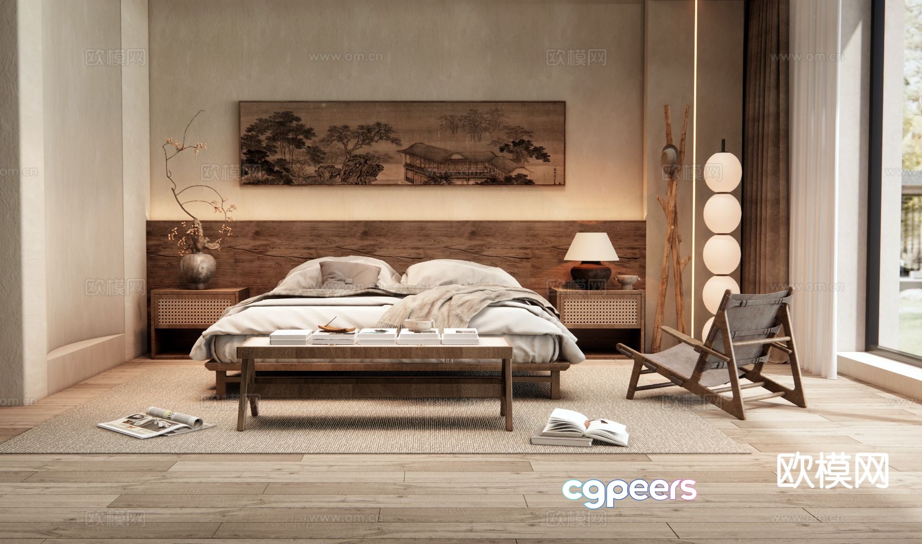 Medieval style double bed 3d model Medieval style double bed 3d model