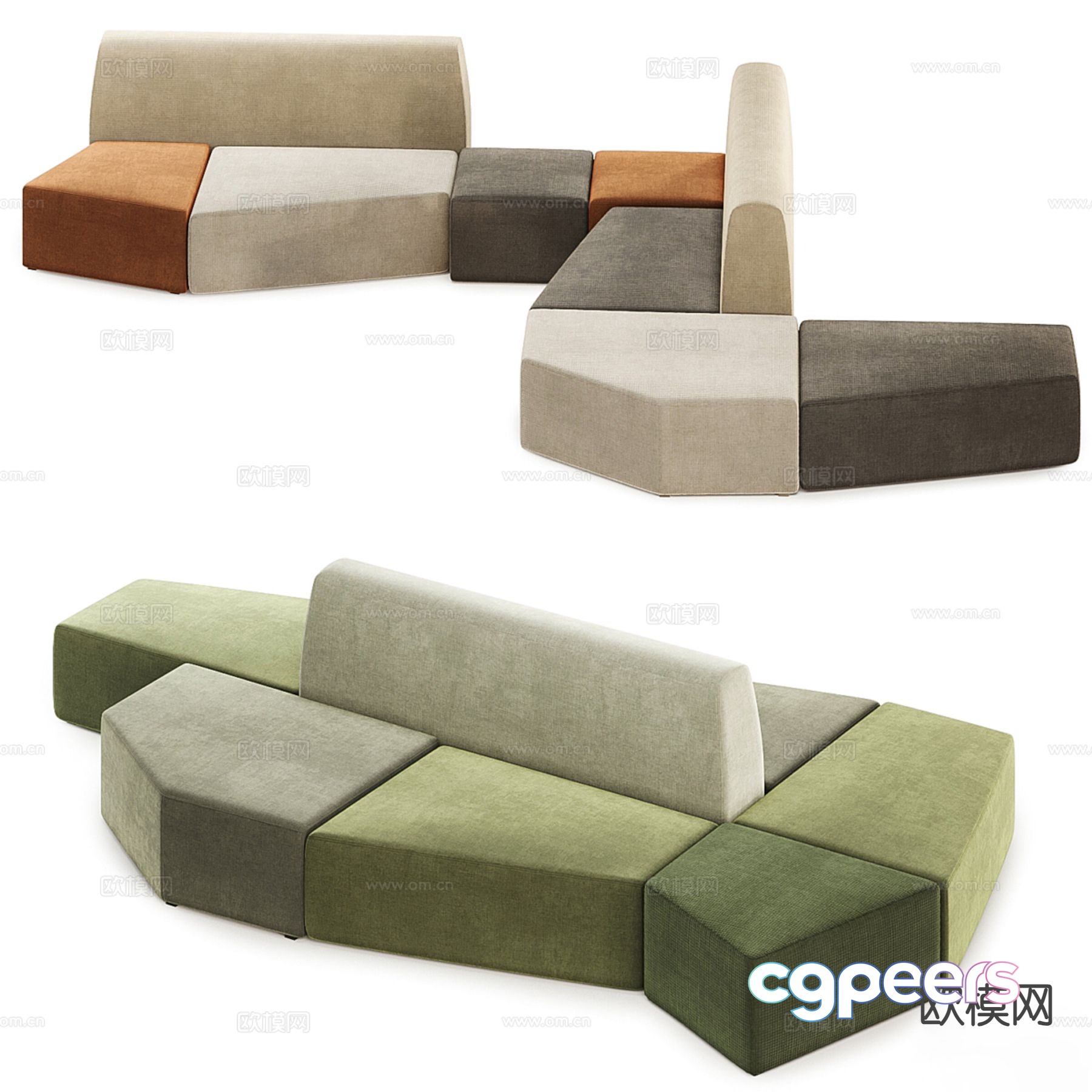 Modern multi-seater sofa 3d model Modern multi-seater sofa 3d model