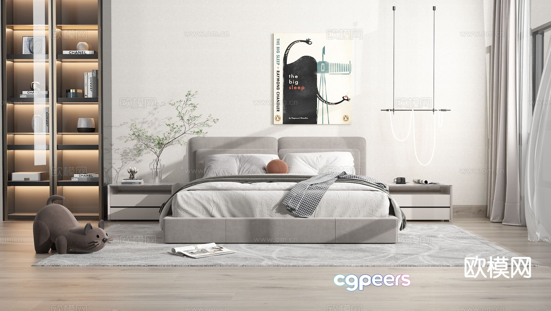 Modern double bed 3d model Modern double bed 3d model