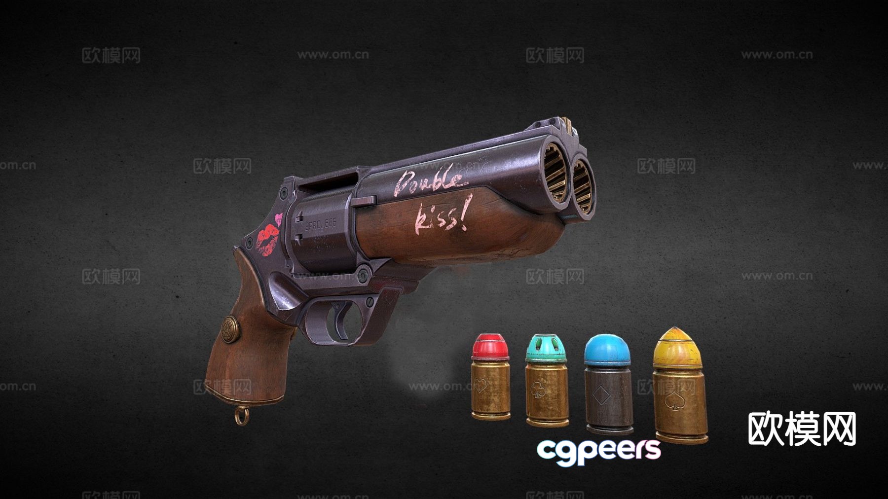 Hellboy double kiss gun 3d model Hellboy double kiss gun 3d model