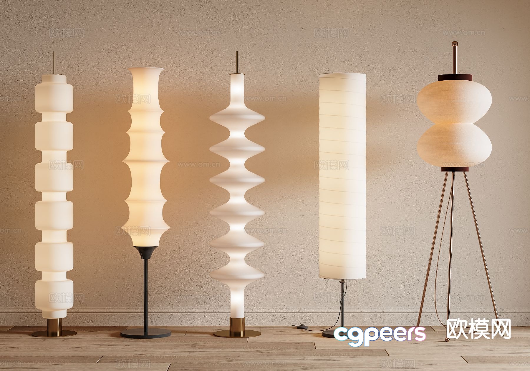 Cream style floor lamp paper tie floor lamp 3d model Cream style floor lamp paper tie floor lamp 3d model