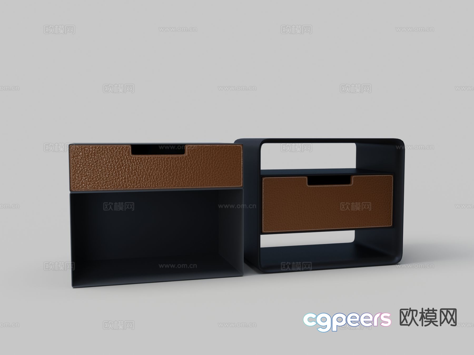 Modern leather bedside table 3d model Modern leather bedside table 3d model