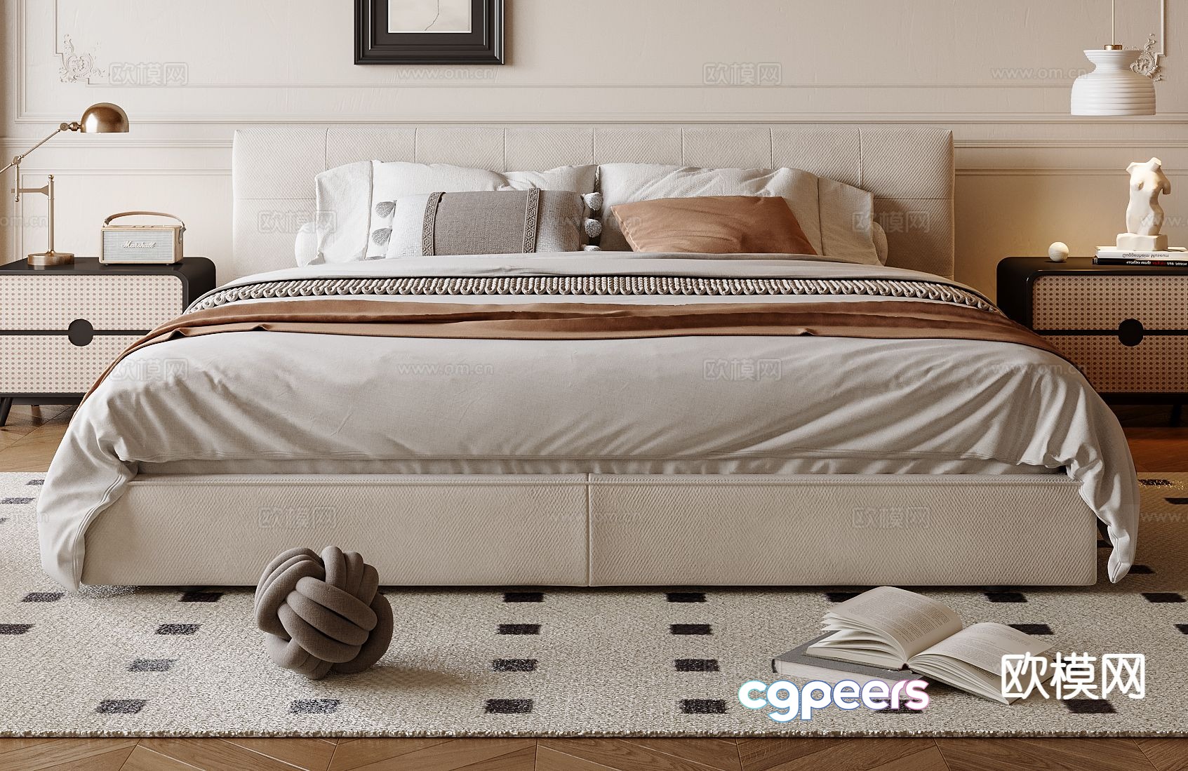 French double bed 3d model French double bed 3d model