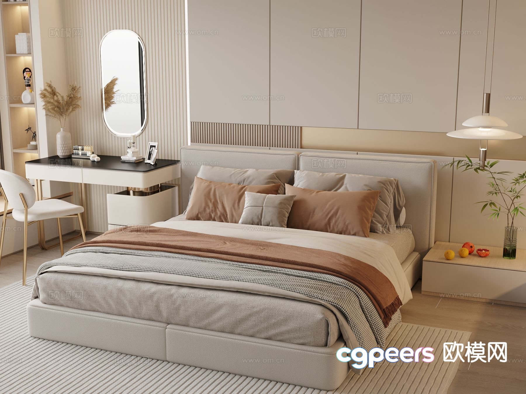 Modern double bed 3d model Modern double bed 3d model
