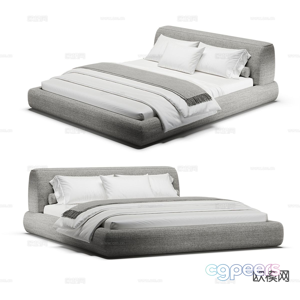Modern double bed 3d model Modern double bed 3d model