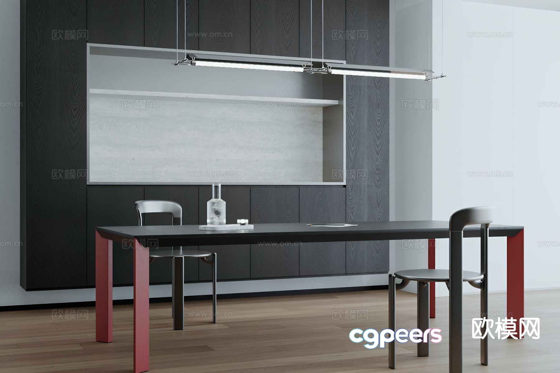 Minimalist rectangular dining table and chairs 3d model Minimalist rectangular dining table and chairs 3d model