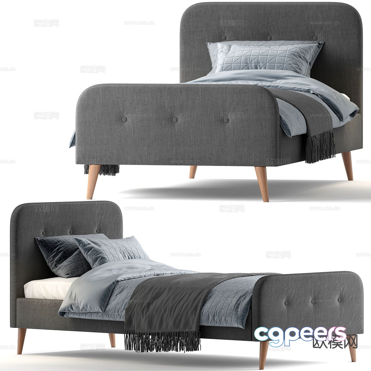 Modern single bed 3d model Modern single bed 3d model