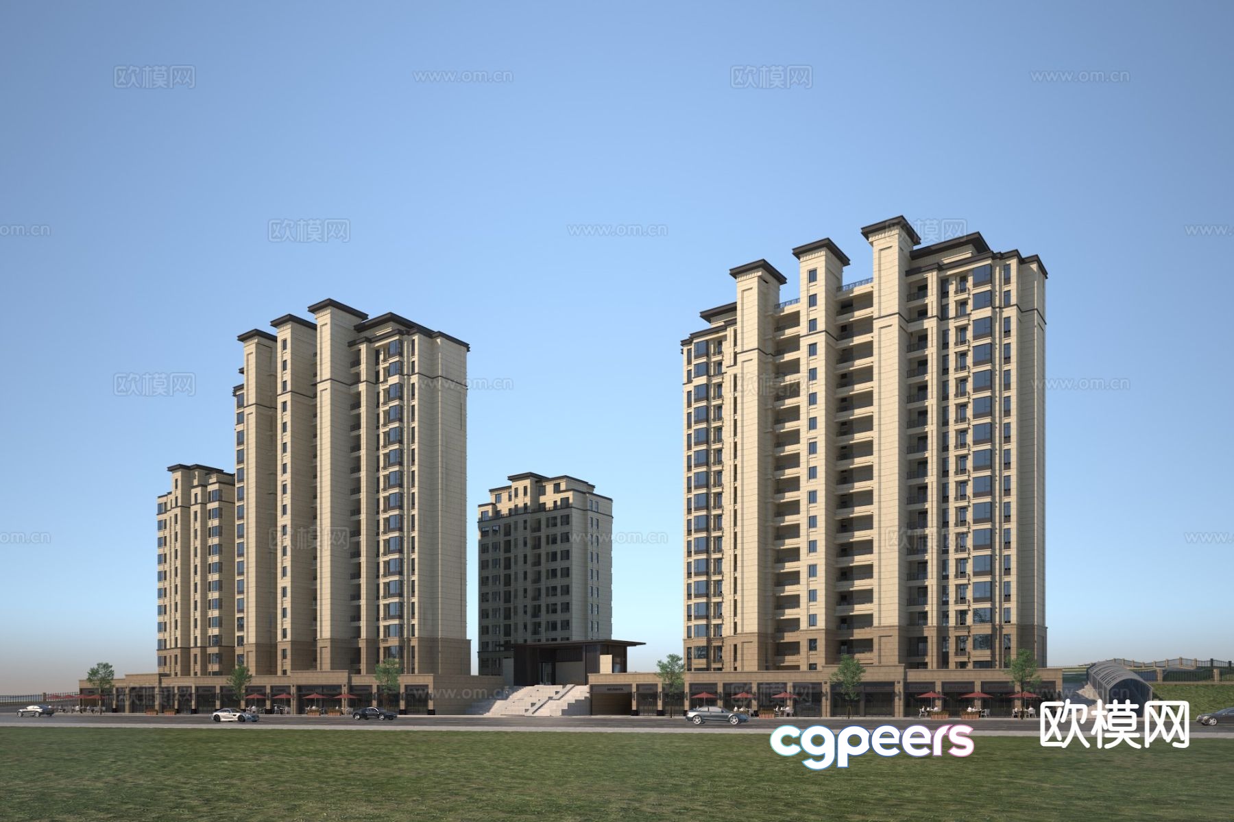 High-rise residential exterior 3D model High-rise residential exterior 3D model