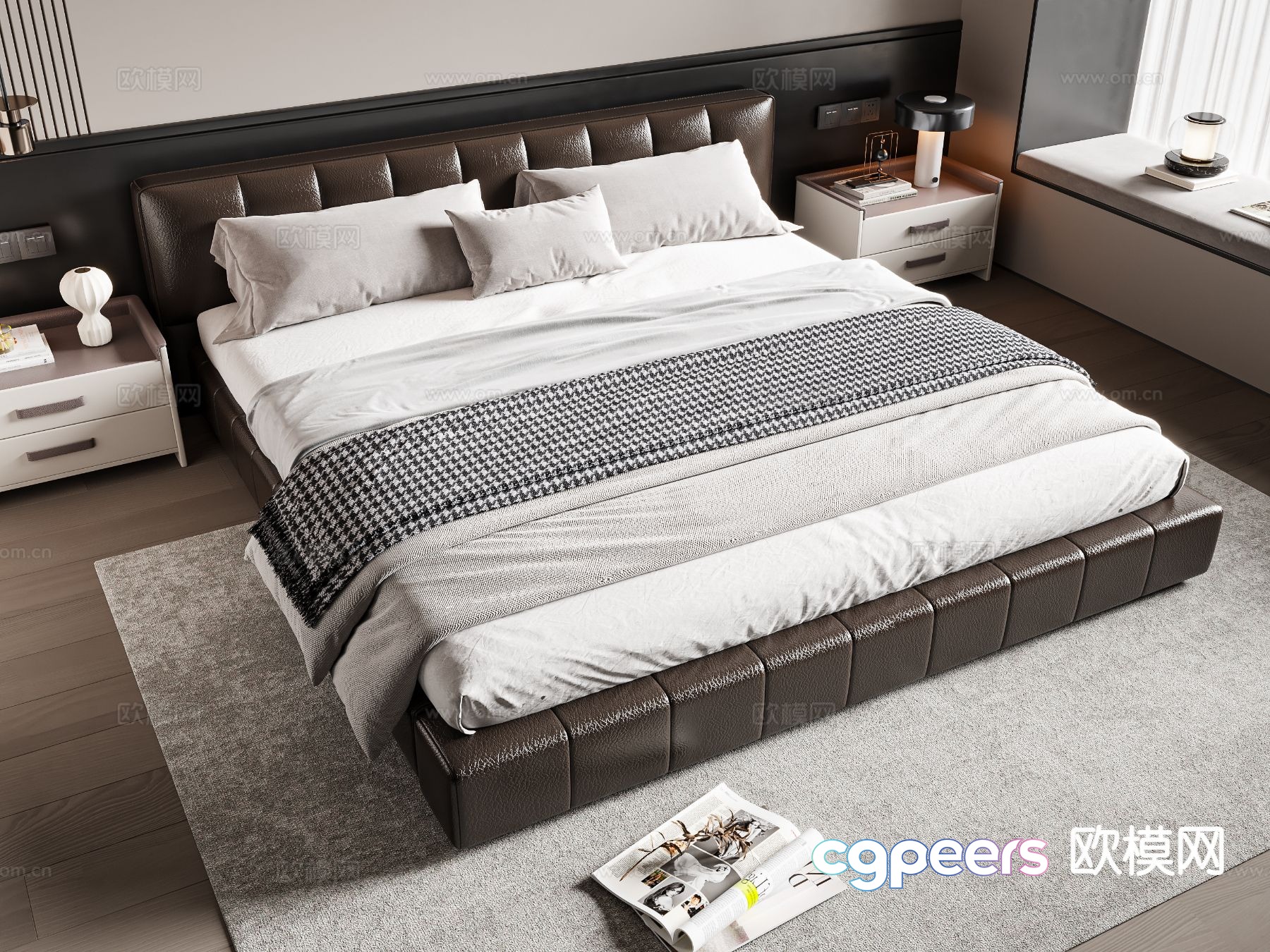 Modern double bed 3d model Modern double bed 3d model