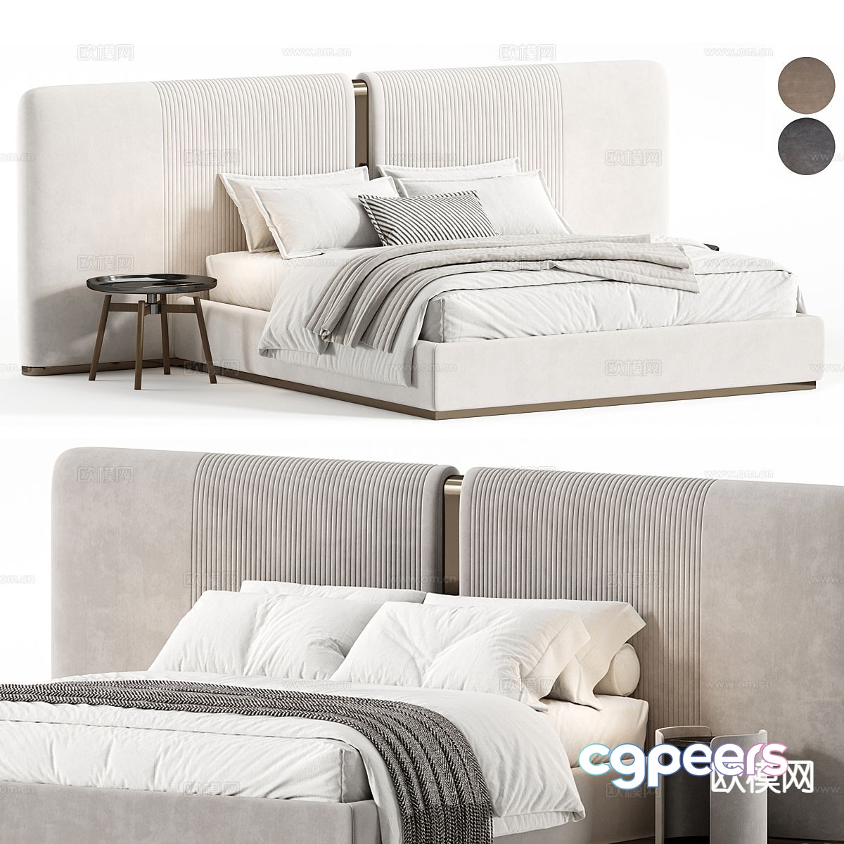 Double modern double bed 3d model Double modern double bed 3d model