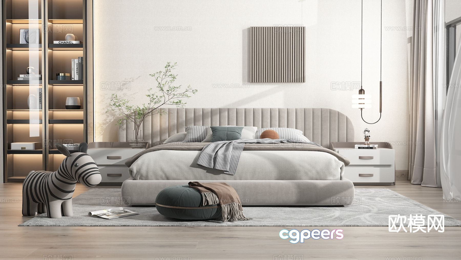 Modern double bed 3d model Modern double bed 3d model