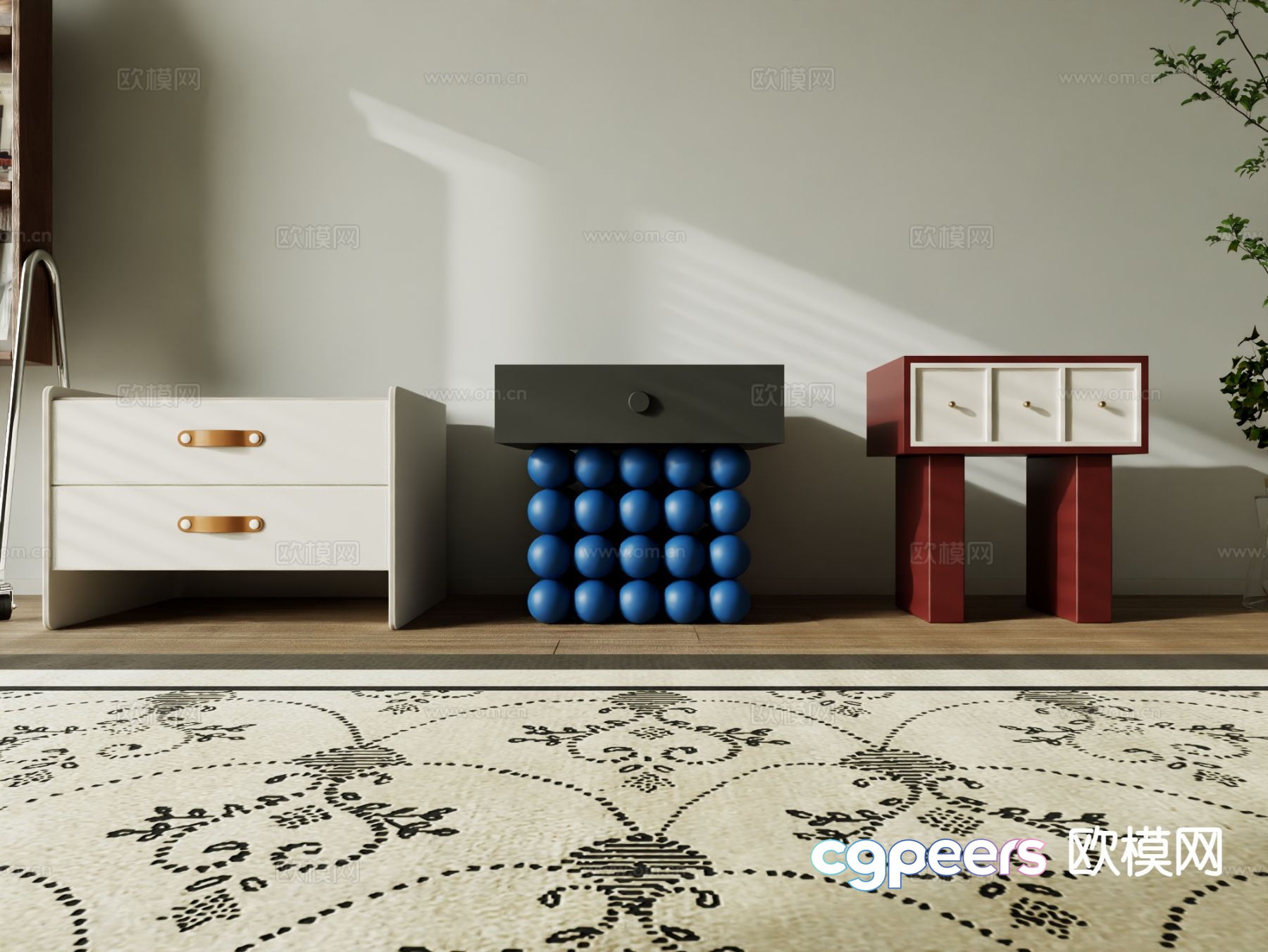 Modern bedside table 3d model Modern bedside table 3d model