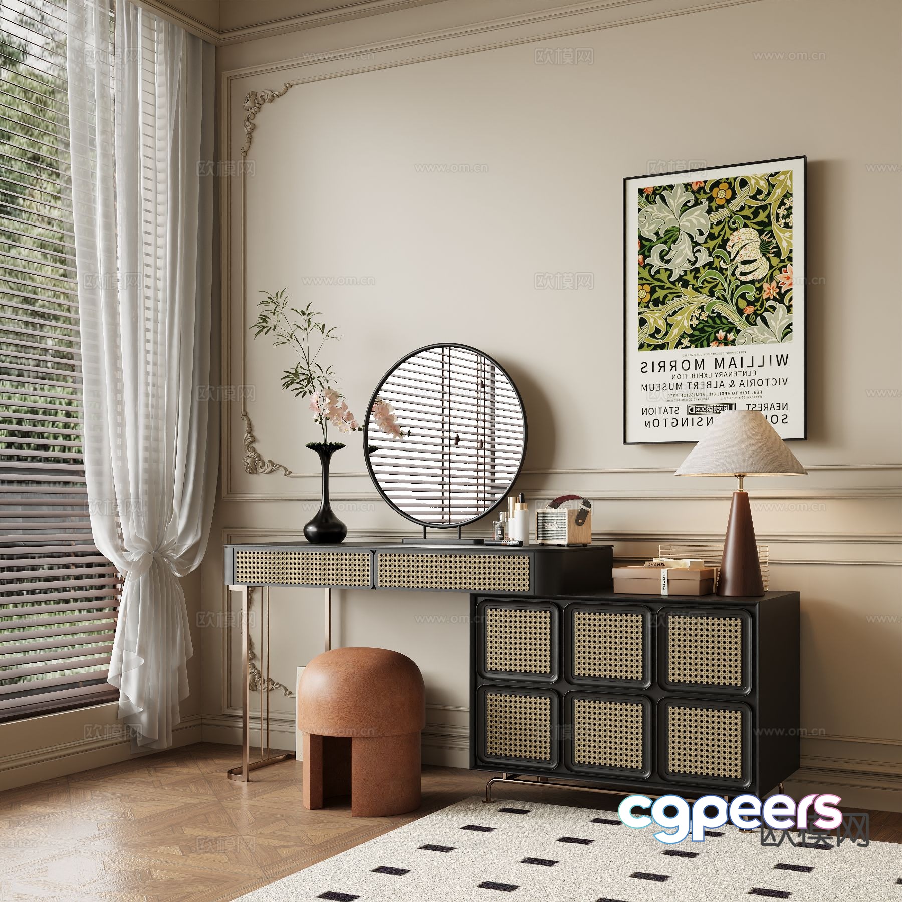Middle style dressing table 3d model Middle style dressing table 3d model