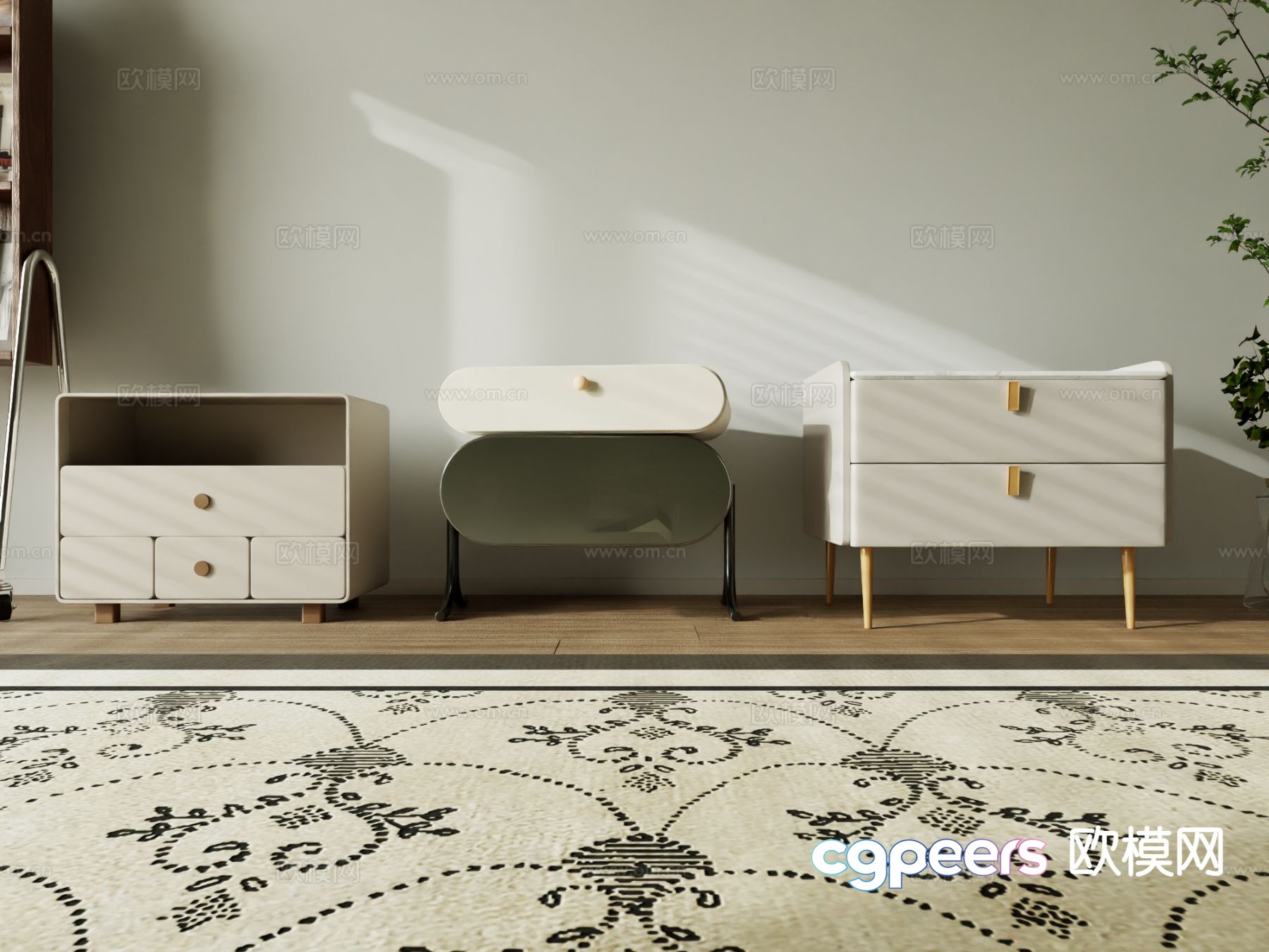 Modern bedside table 3d model Modern bedside table 3d model