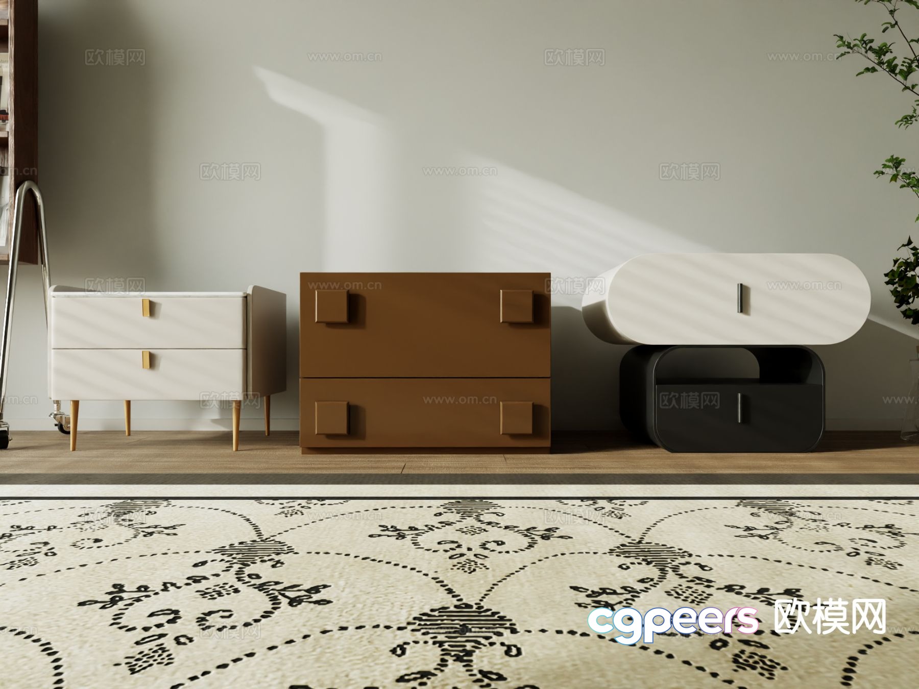 Modern bedside table 3d model Modern bedside table 3d model