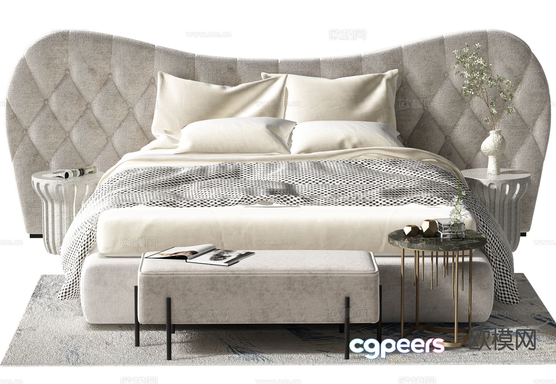 Simple European double bed 3d model Simple European double bed 3d model