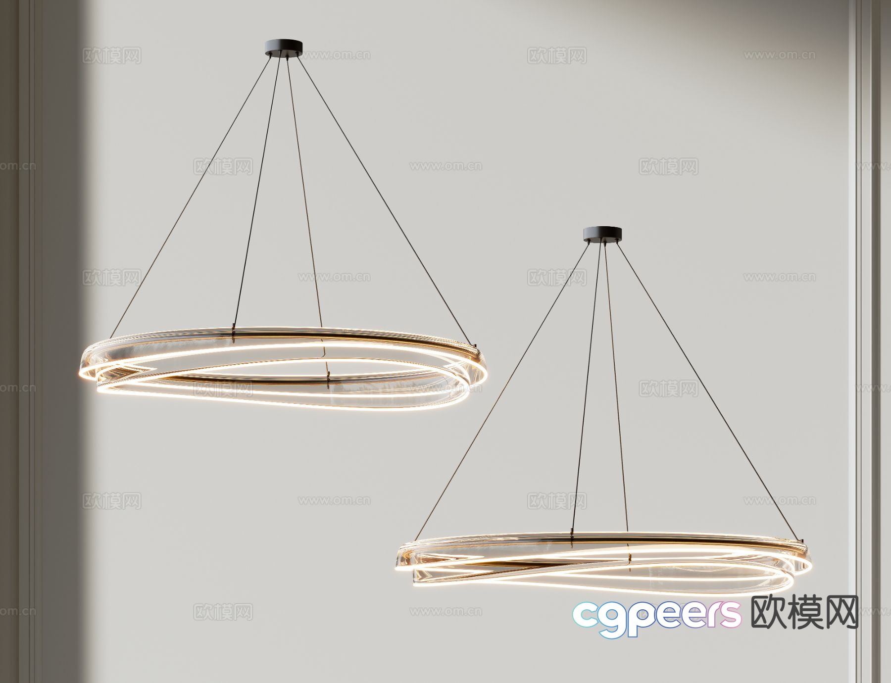 Modern light luxury chandelier ring chandelier 3D model Modern light luxury chandelier ring chandelier 3D model