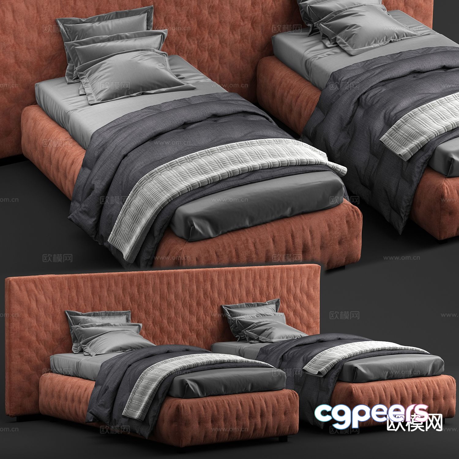 Modern single bed 3d model Modern single bed 3d model