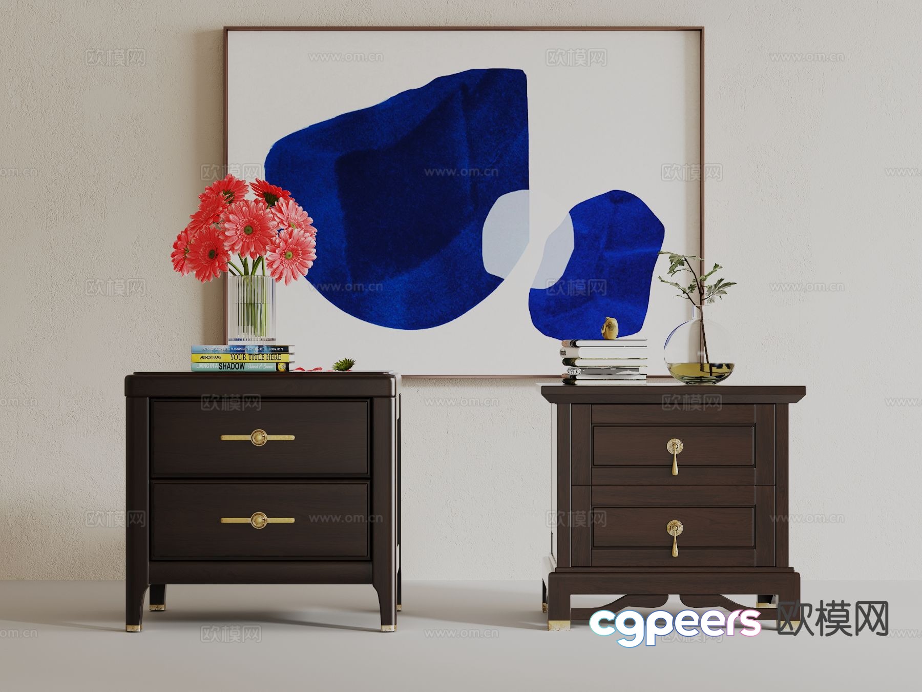 New Chinese style bedside table 3d model New Chinese style bedside table 3d model