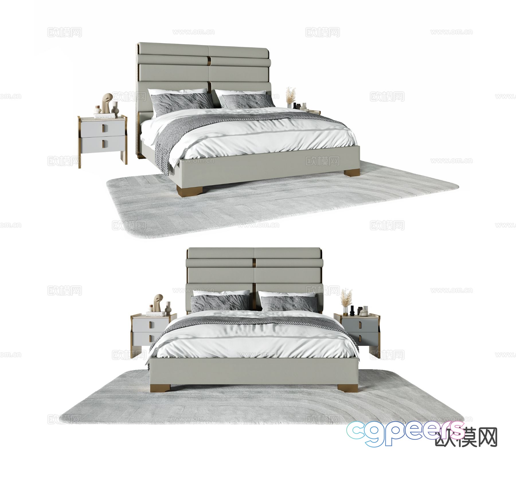 Modern double bed 3d model Modern double bed 3d model