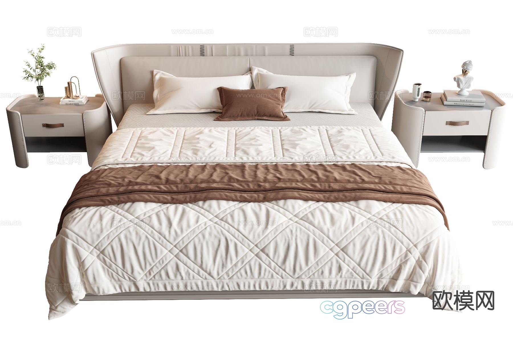 Modern double bed 3d model Modern double bed 3d model