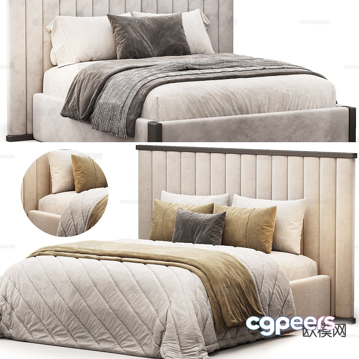 Modern double bed 3d model Modern double bed 3d model
