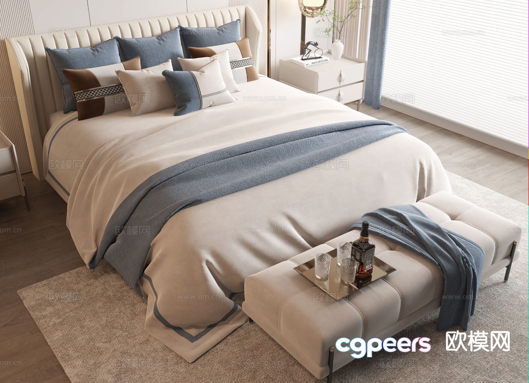 Modern double bed 3d model Modern double bed 3d model