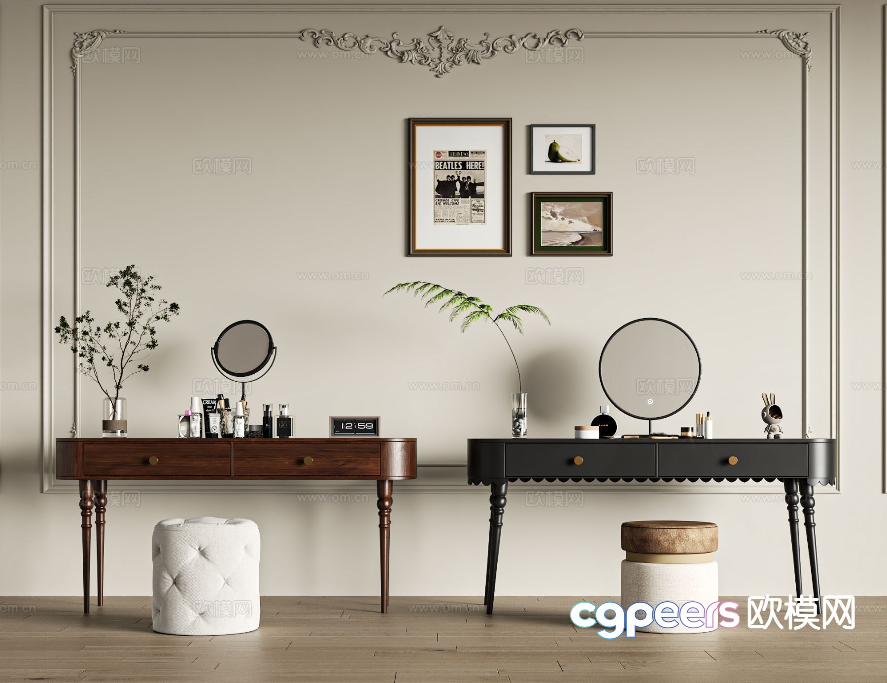 French dressing table 3d model French dressing table 3d model