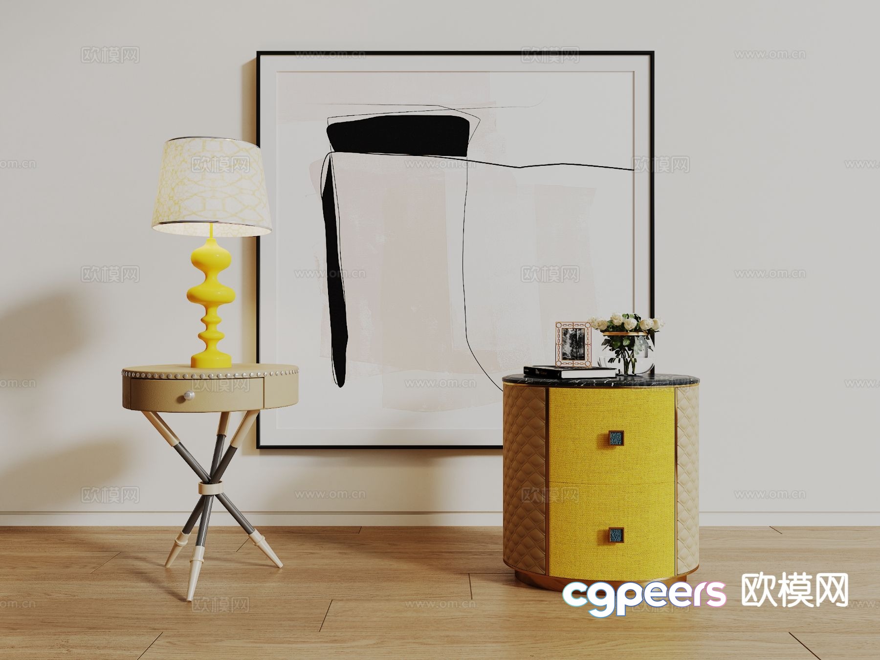 Light luxury bedside table 3D model Light luxury bedside table 3D model