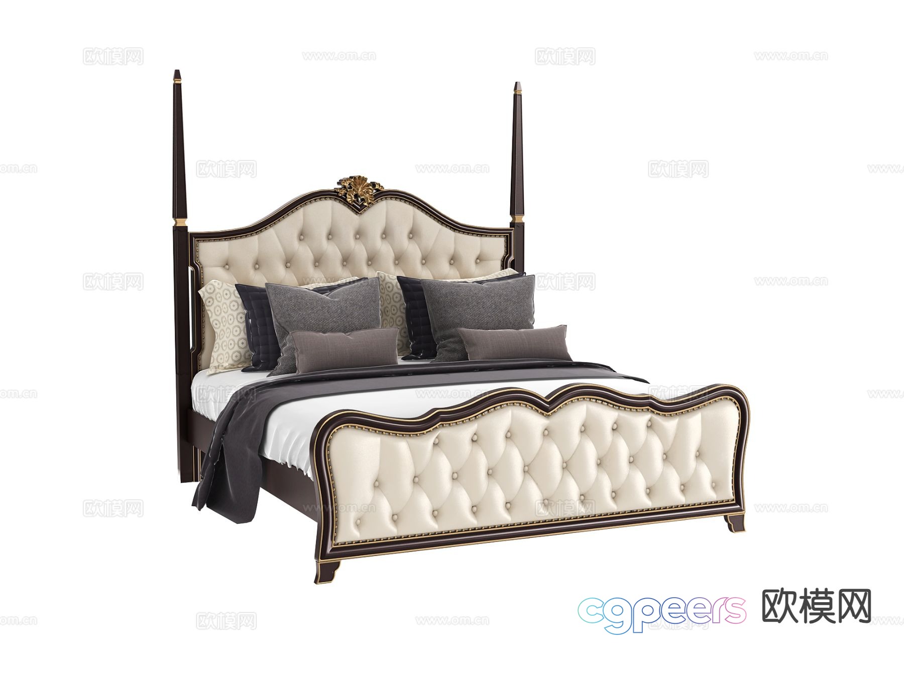 Simple European double bed 3d model Simple European double bed 3d model