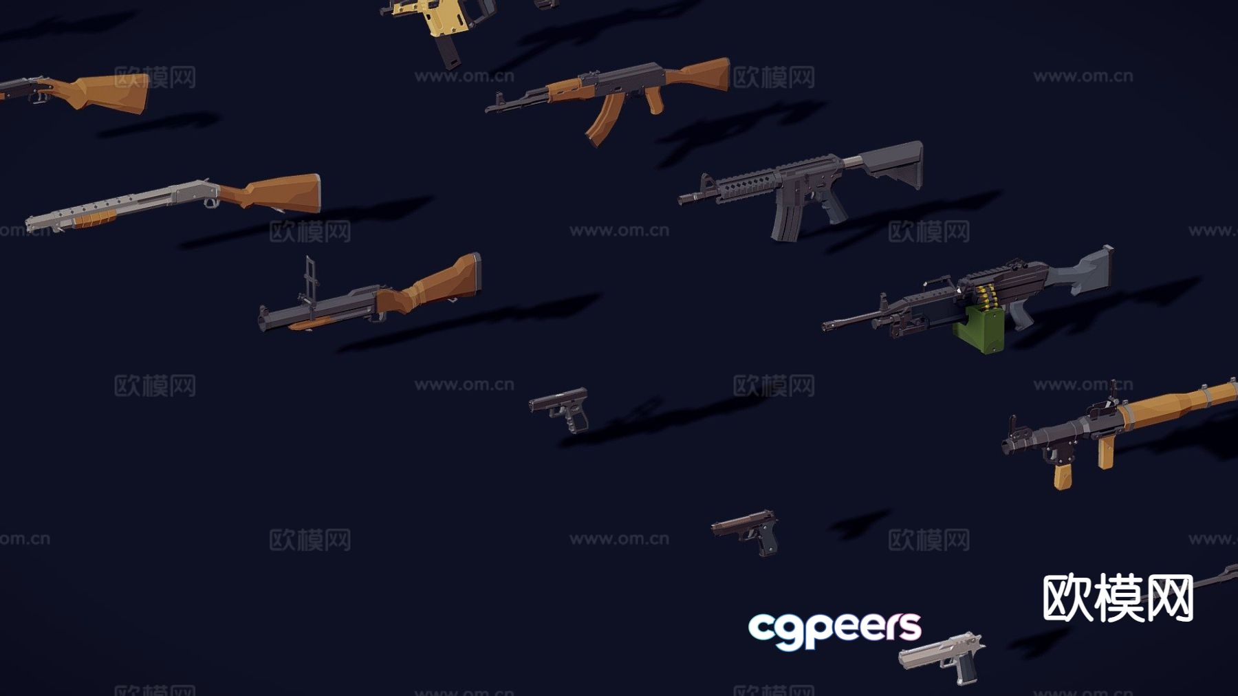 Gun pack rifle submachine gun 3d model Gun pack rifle submachine gun 3d model