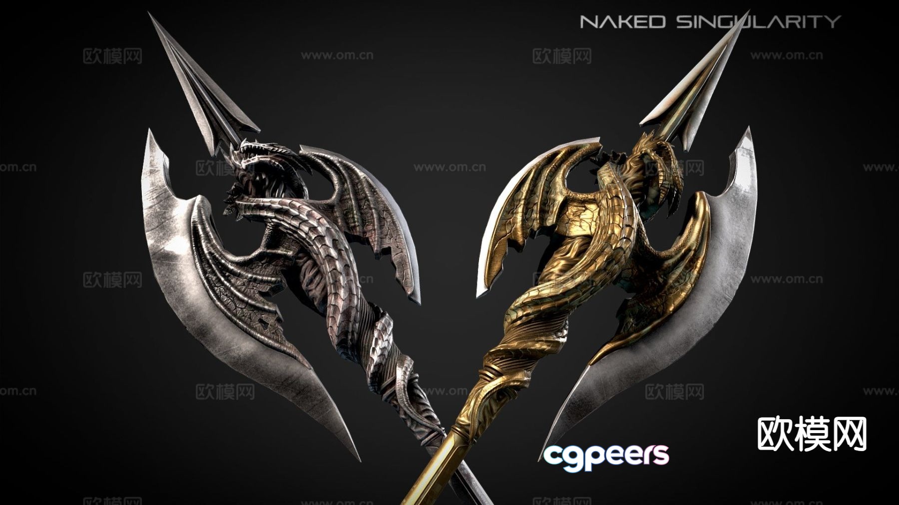 Dragon Halberd Medieval Dark Fantasy Weapon 3d model Dragon Halberd Medieval Dark Fantasy Weapon 3d model