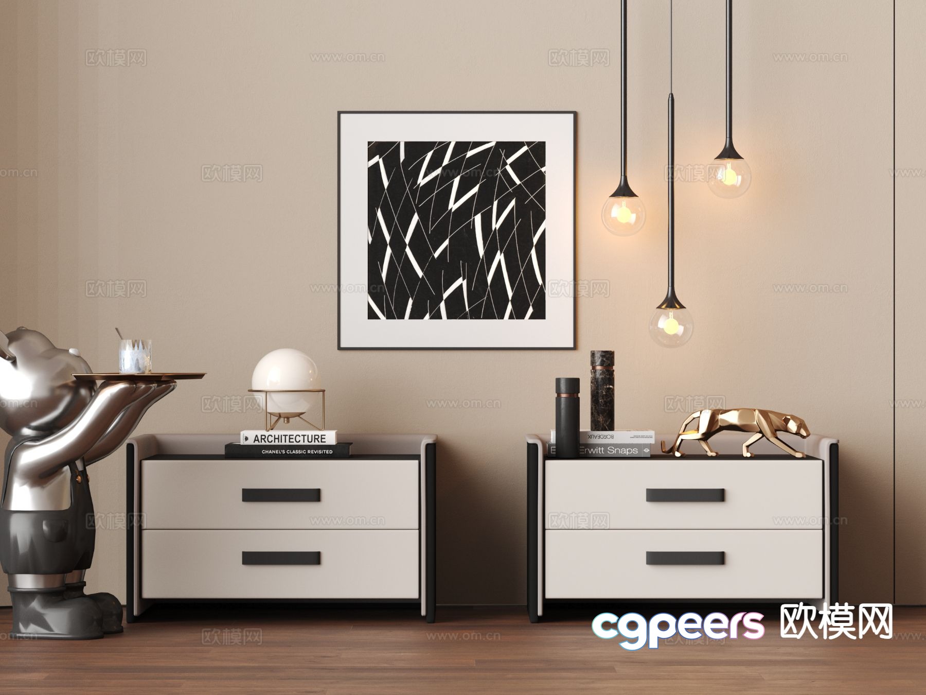 Modern bedside table 3d model Modern bedside table 3d model