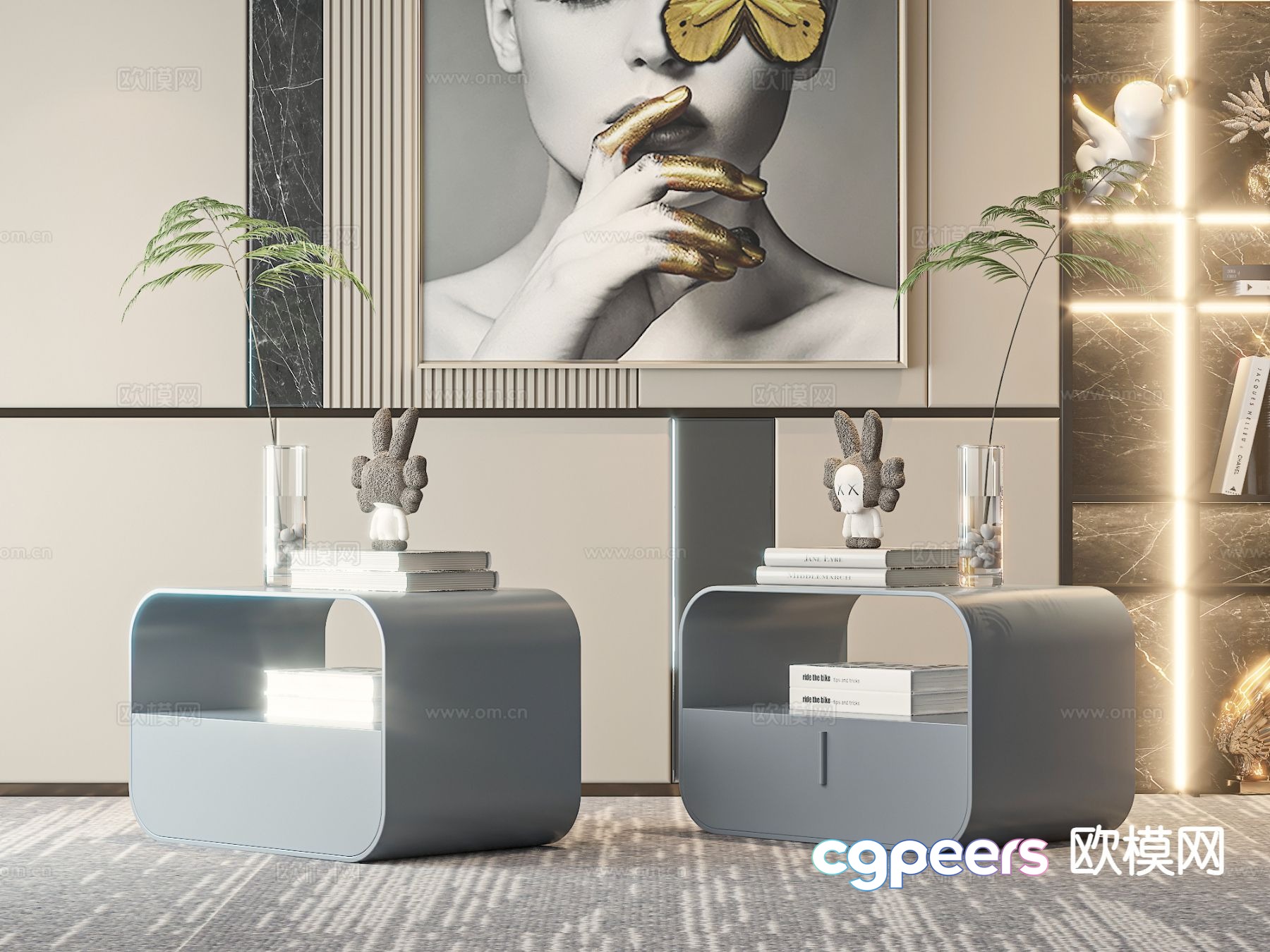 Modern bedside table 3d model Modern bedside table 3d model
