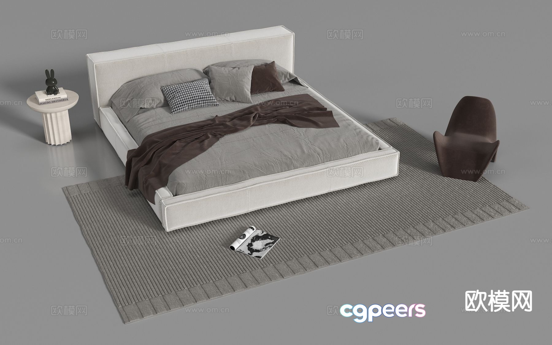 Modern double bed 3d model Modern double bed 3d model