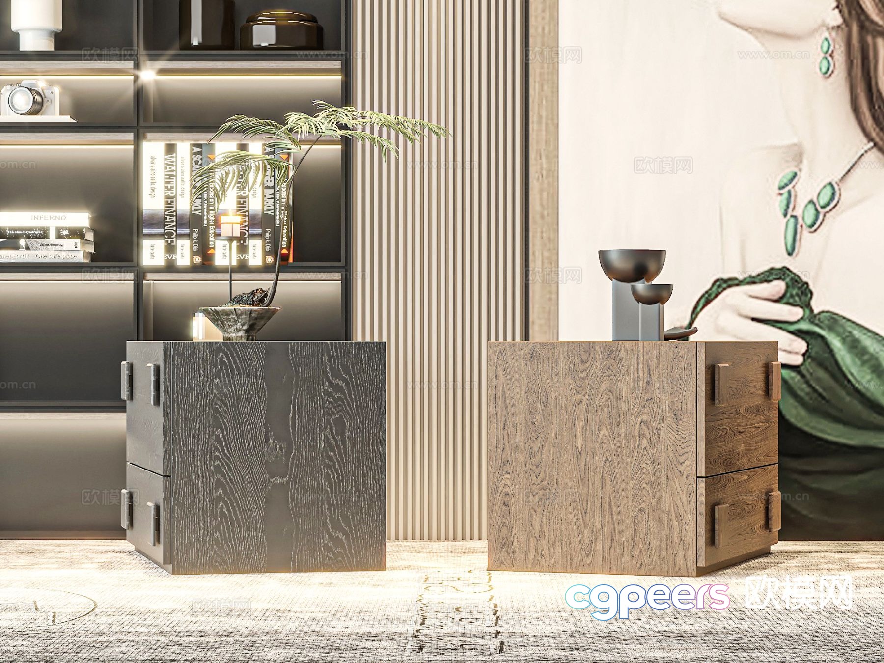 Modern bedside table 3d model Modern bedside table 3d model